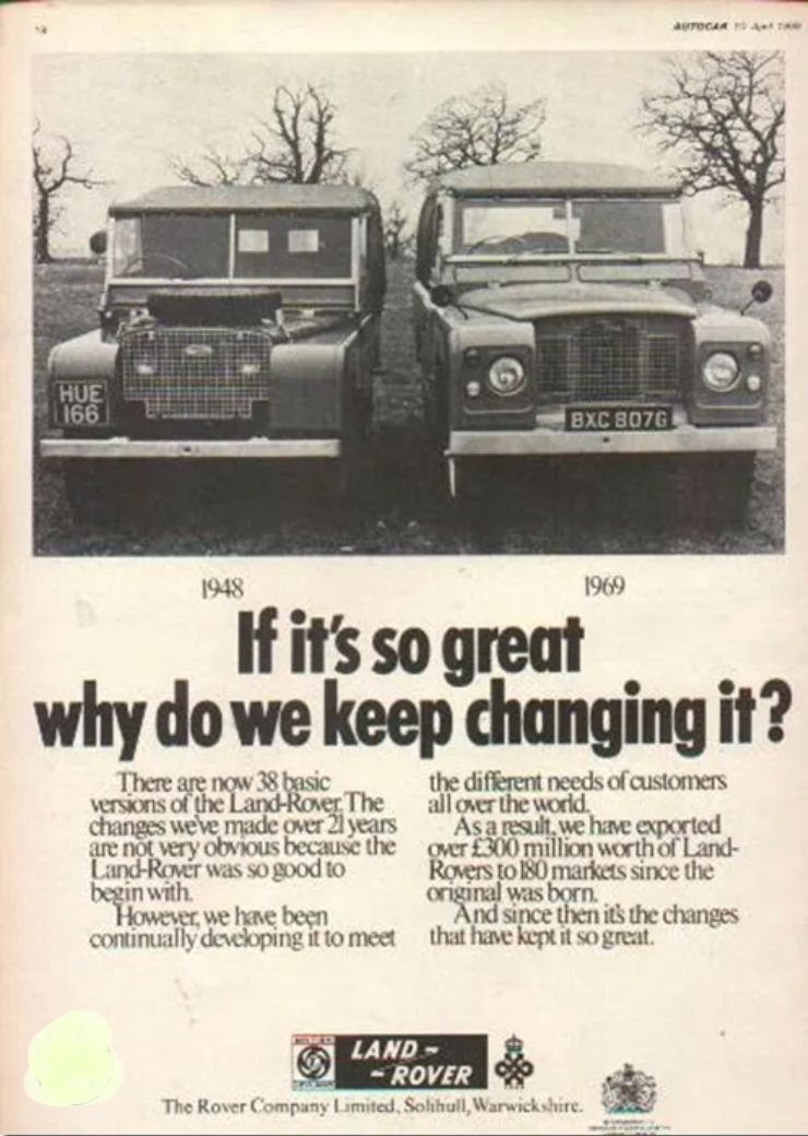 Landrover Advert If Its So Great Why Do We Keep Changing It